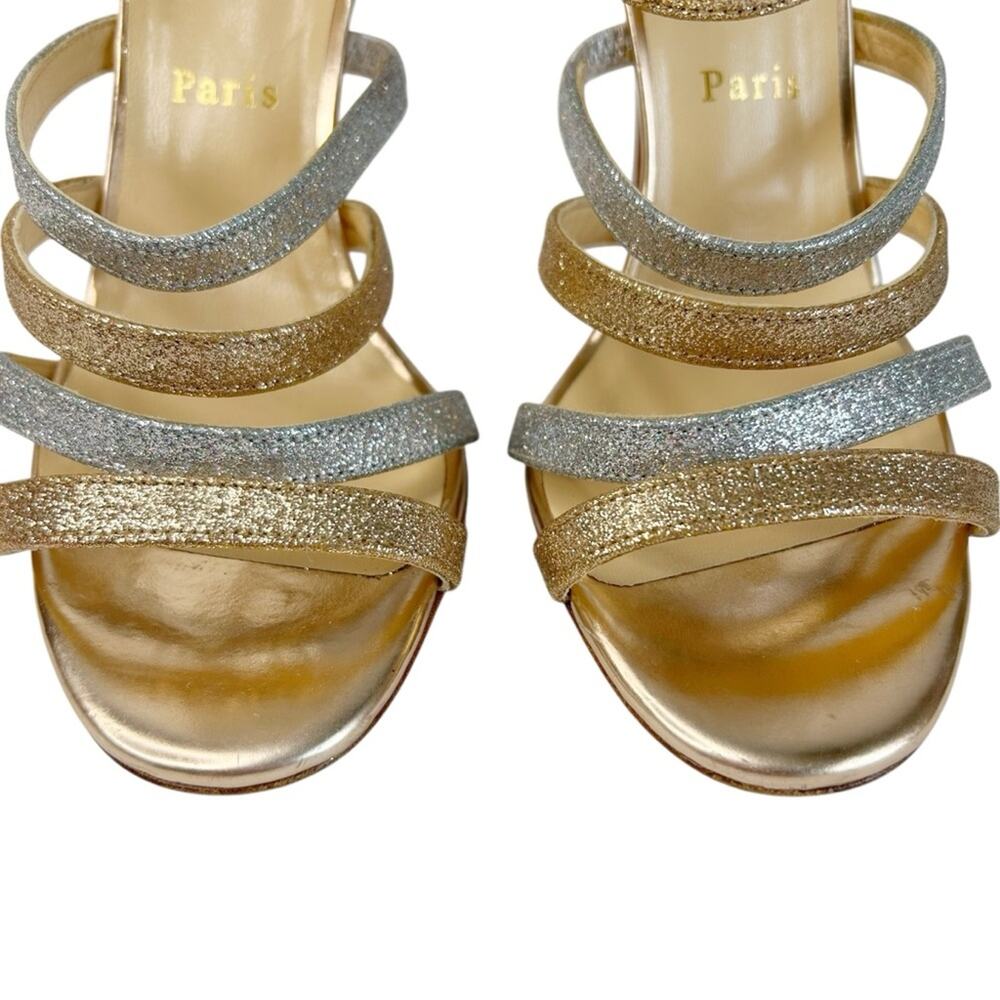CHRISTIAN LOUBOUTIN Mariniere Glitter Strappy Heeled Sandals - Picture 11 of 13